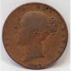 GREAT BRITAIN UK 1840 . FARTHING . ERROR . MISSING TOP OF 4